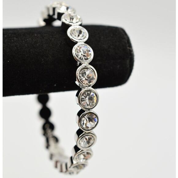 Graziano Crystal Bangle Bracelet Sparkling Rhinestone Round Chunky Signed BinO - Picture 1 of 12